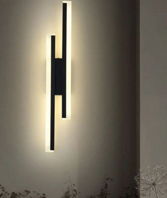  - Modern Minimalist Strip Wall Lamp  Black Linear Wall Sconce Indoor 20W Wall Mounted Led Lights 3 Color