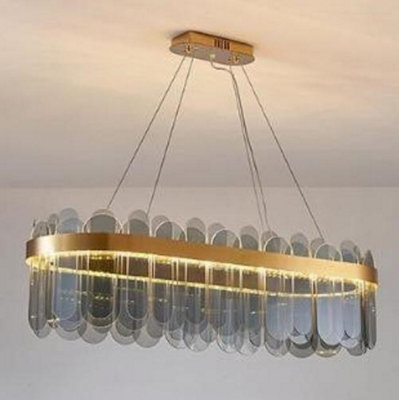 Oval Crystal Chandelier Lighting Ceiling Light Led Modern Smoky Gray 80 Cm from B&Q