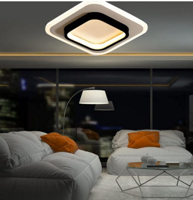 Modern Led Ceiling Lights Acrylic Square Ceiling Lamp Black 24Cm (Warm Light) from B&Q