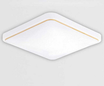 Square Led Ceiling Lamp Ac220V Light Modern Panel Light Fixture White With Gold Lines from B&Q