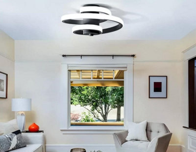 B&Q Semi Flush Led Ceiling Light Ceiling Lamp Light Fixtures 18W Black