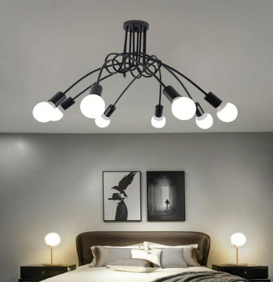  - Ceiling Lamp Lighting Curved Design Hanging Lights Black (E27 Included)