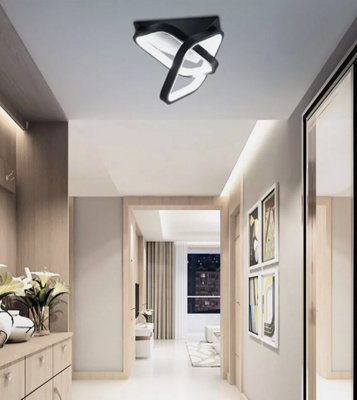 Square Hallway Light Modern Led Ceiling Light Fixtures Black (Cool Light)
