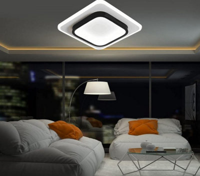 Led Ceiling Lights Acrylic Square Ceiling Lamp Black 24Cm Cool Light from B&Q
