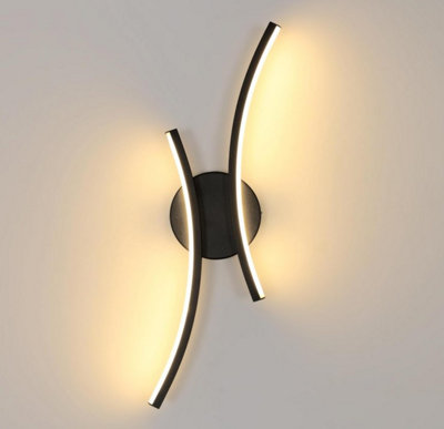  - Indoor Led Wall Sconce 20W Black Wall Lamp Modern Linear Design 44Cm