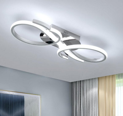 B&Q Led Ceiling Lights 36W Modern Ceiling Lamp Elegant Unique Silver