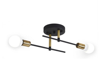 Flushmount Ceiling Light Modern Industrial Black And Gold E27 from B&Q