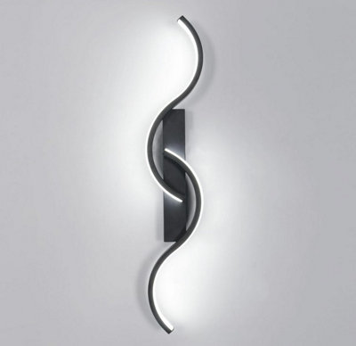 Led Indoor Wall Light 60 Cm Black Aluminum Wall Lamp Cool White 6500 K