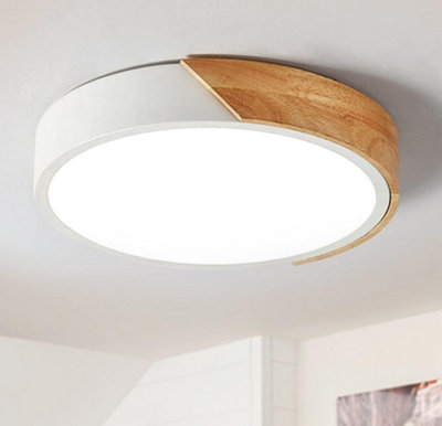  - Led Ceiling Light Round Wood 24W Indoor Lighting  6000K Modern 30Cm