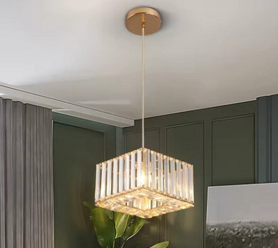 Pendant Light Crystal Gold Kitchen Island Ceiling Lamp Hanging Fixture