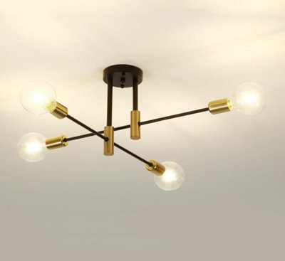 Chandelier E27 Socket Pendant Light Fixture Black Gold Ceiling Light