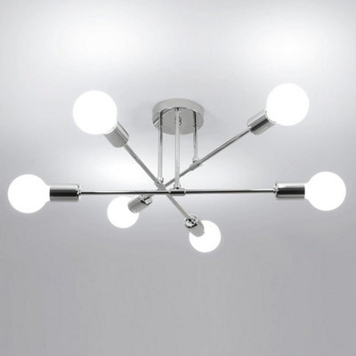 Ceiling Light 6-Light E27 Pendant Light Silver 52Cm Semi-Flush from B&Q