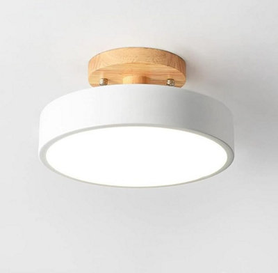 Ceiling Lamp Ceiling Light Led Flush White Wood 18 Cm Cool Light from B&Q