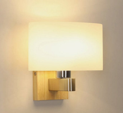  - Wall Light Modern Wooden Base Wall Lamp E27 Wall Sconce