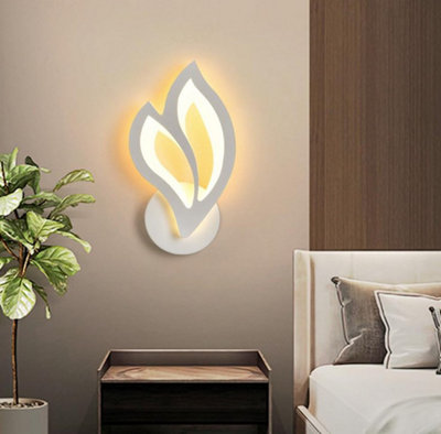  - Led Indoor White Wall Light Creative Leaf-Shaped Wall Lamp 3000K 29Cm