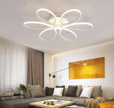  - Led Ceiling Light White 3 Color Lights Flower Semi Flush Mount 50Cm