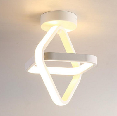  - Square White Ceiling Lamp Led Linear Warm White Semi-Flush Mount