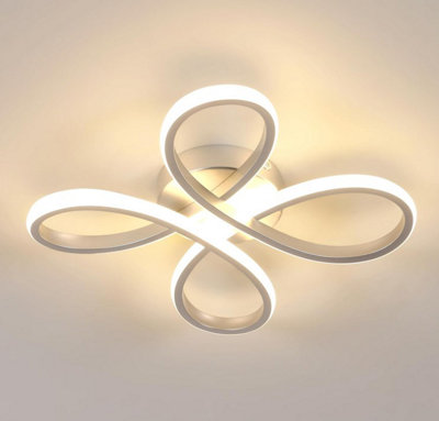 Modern Led Silver Ceiling Light Flower Shape Warm White Light 30Cm from B&Q