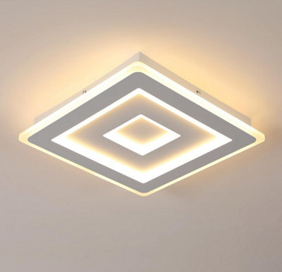 Led Ceiling Light White Square Modern Acrylic Led Ceiling Light 40Cm Warm White from B&Q