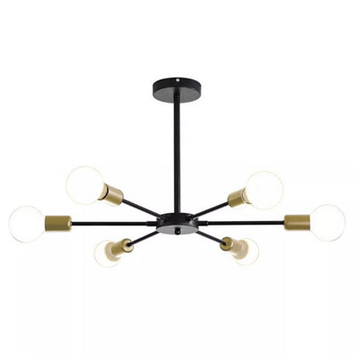 Ceiling Light Semi Flush Mount E27 Black And Gold  Chandelier Fixture from B&Q