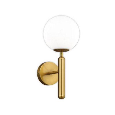 Led Wall Light Indoor E27 Wall Sconce With Globe Glass Ball Gold from B&Q
