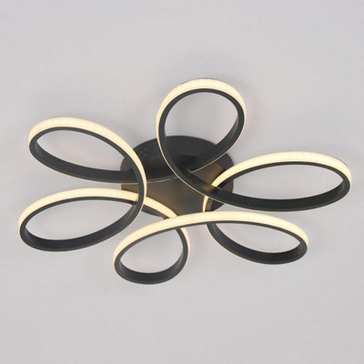  - Ceiling Light Led Semi Flush Mount Fixture Black 43 Cm 3 Color Lights