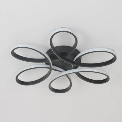Ceiling Light Led Semi Flush Mount Fixture Black 74Cm 3 Color Lights from B&Q