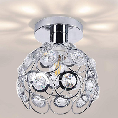 Ceiling Light Crystal Silver Chandelier Semi Flush Mounted Modern G9
