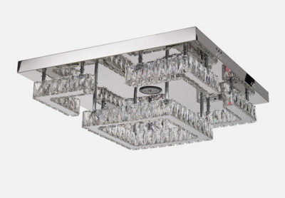 Led Ceiling Light Crystal Flush Mount Silver 55 Cm Cool White from B&Q
