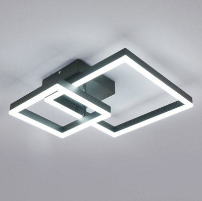  - Led Ceiling Lamp Chandelier Black Square Modern 52Cm