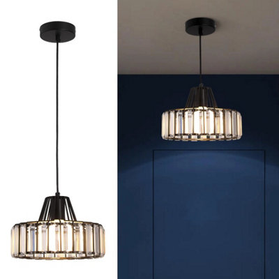  - Nordic Crystal Pendant Lamp Black Glass Pendant Light Luxury E26