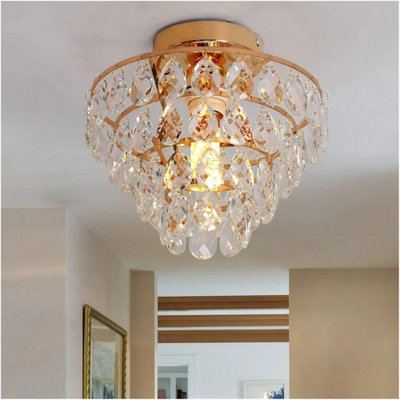 Crystal Ceiling Light Gold Chandelier Pendant Lamp E27
