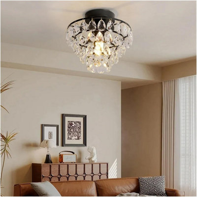 Crystal Ceiling Light Black Chandelier Pendant Lamp E27