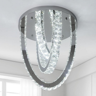 Crystal Silver Ceiling Light Led Ceiling Lamps Chandelier 3 Color Lights 40Cm from B&Q