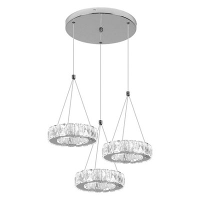  - Crystal Silver Chandelier Led Pendant Light Changeable 30W