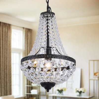 Crystal Chandelier Ceiling Light Pendant Light Black E27