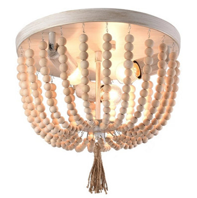 Boho Beaded White Chandelier Ceiling Light Stairway Lamp E26 from B&Q