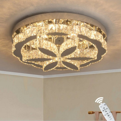  - Led Ceiling Light Chandelier Silver Dimmable Remote Control 50X14Cm
