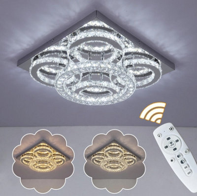  - Chandelier Led Ceiling Light Silver Dimmable Remote Control 40.5Cm
