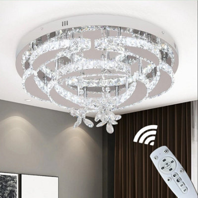  - Dimmable Silver Ceiling Light Chandelier With Remote Control 50X24Cm