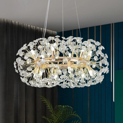 Modern Chandelier Led Pendant Light Crystal Ceiling Light Gold from B&Q