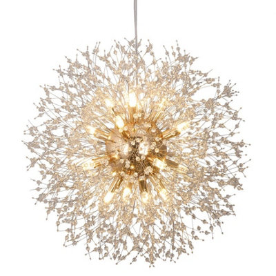 Chandelier Gold Crystal Pendant Ceiling Light 16Lights G9