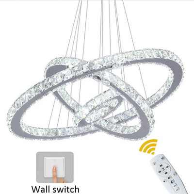  - Chandelier Led Pendant Lights Silver Remote Control(60+40+20Cm)