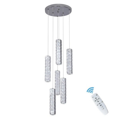  - Pendant Light Dimmable Chandelier Led Silver With Remote Control
