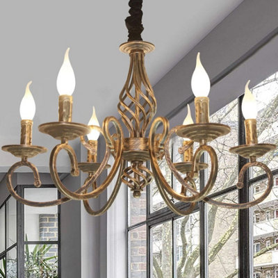 Vintage Chandelier 6 Light Pendant Light Bronze E14 Metal