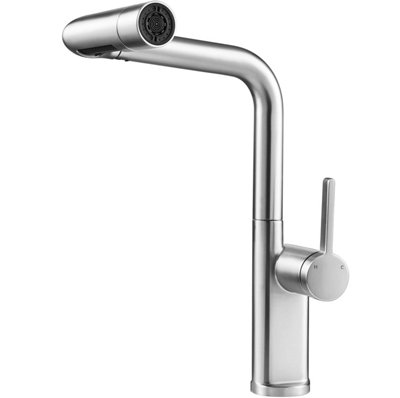 Kitchen Tap 5Mode Faucet Mixer Pull Out Spray 360 Swivel Brushed Nickel from B&Q
