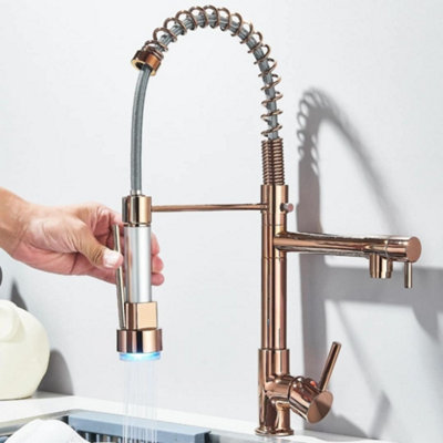 - Kitchen Sink Taps Mixer Pull Out Spray Single Handle Brass Dual Spout Mixer Tap Brushed Nickel
