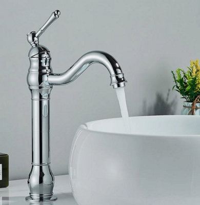  - Basin Tap Retro 360 Swivel Bathroom Sink Faucet Single Lever Mixer Silver