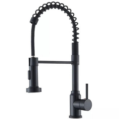  - Kitchen Tap Matte Black Kitchen Sink Faucet Single Handle Mixer Tap With Pull Down Sprayer