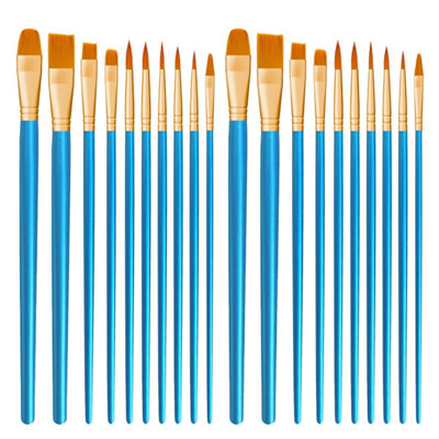 Cnmtcco Paint Brushes 20 Pcs Nylon Hair Set For Acrylic Oil Watercolor Gouache Painting Face Children And Adults (Blue) from B&Q